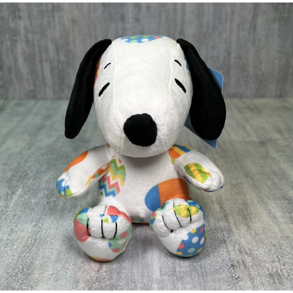 Peanuts Snoopy Plush Rainbow Tie Die Easter Egg Suit 8" Hallmark New With Tags